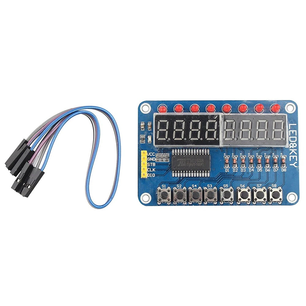 TM1638 LED Display 8-Bit Digital Tube Module 3-Wire 16 Keys 8 Bits Keyboard Scan And KEY LED