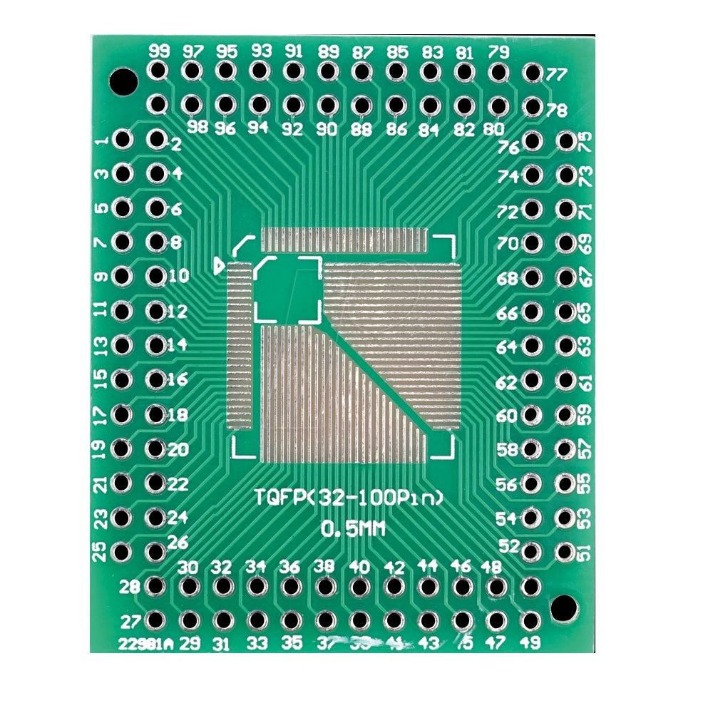 0.8mm Pitch TQFP32~64 Pin & 0.5mm TQFP32~100 Pin SMD To DIP100 Double Sided Glass PCB