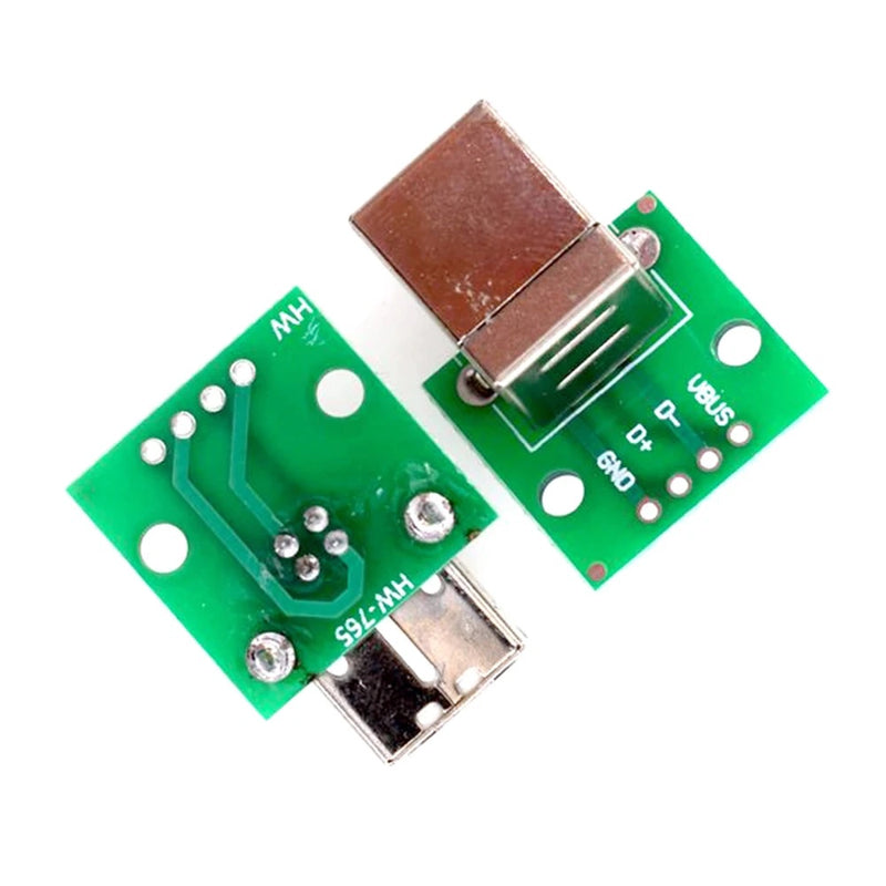 USB Type B Female Socket Breakout Board 2.54mm Pitch Adapter Connector