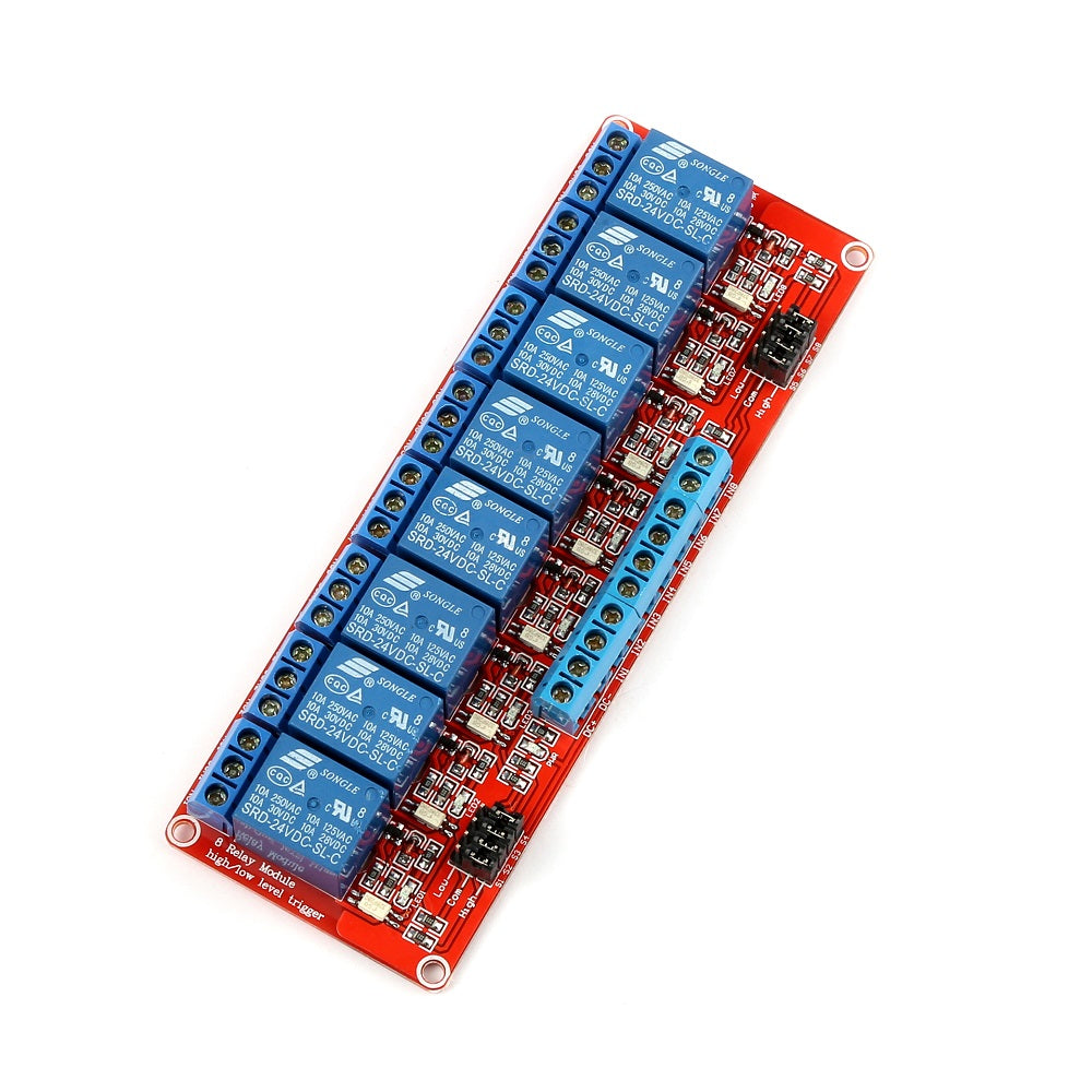 8 Channel 24V DC with Optocoupler Isolation High/Low Level Trigger Relay Module for Arduino