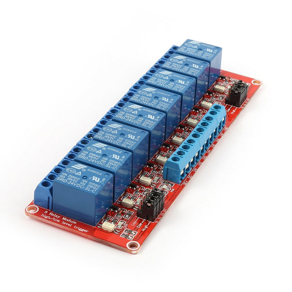 8 Channel 24V DC with Optocoupler Isolation High/Low Level Trigger Relay Module for Arduino