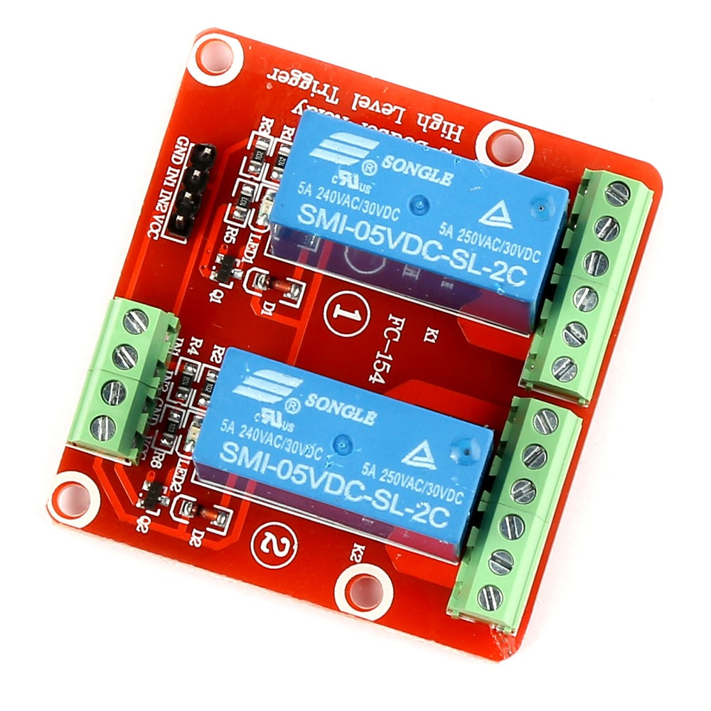 2 Channel 5V DC High Level Trigger Control Relay Module