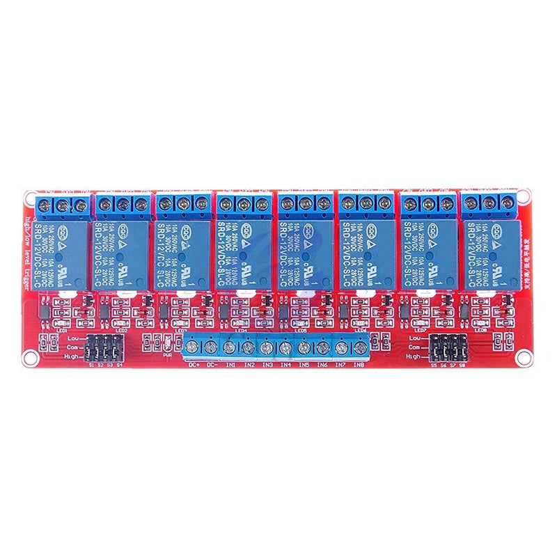 12V 8 Channel Optocoupler Relay Board with High/Low Trigger Power Indicator Module