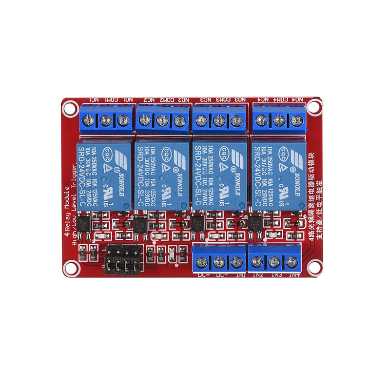 5V 4 Channel Optocoupler Relay Board with High/Low Trigger Power Indicator Module