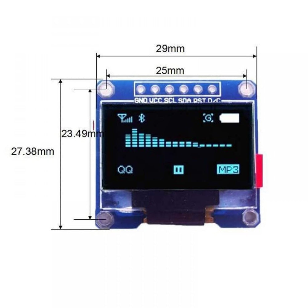 2.44 cm (0.96 inch) 128x64 OLED Display Module - 6 Pin